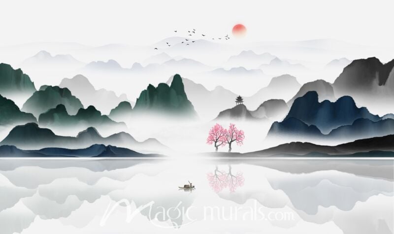 Modern Abstract Chinese Ink Wash Landscape 3478 Wallpaper Wall Mural