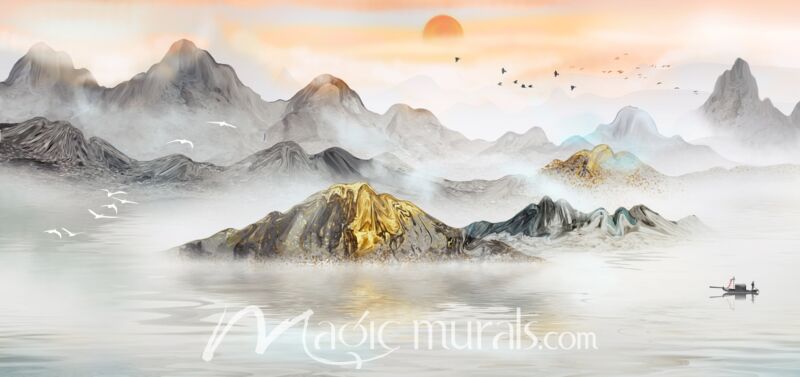 Modern Abstract Chinese Ink Wash Landscape 6832 Wallpaper Wall Mural