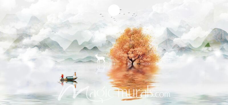 Modern Abstract Chinese Ink Wash Landscape 3244 Wallpaper Wall Mural