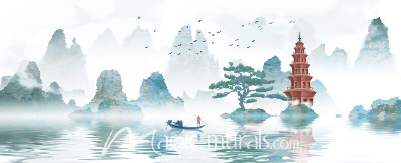 Modern Abstract Chinese Ink Wash Landscape 4521 Wallpaper Wall Mural