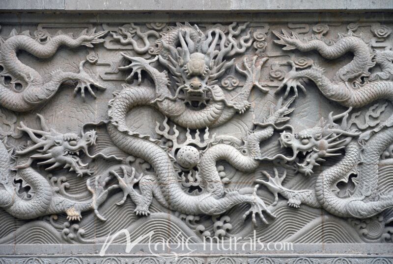 Chinese Dragon Stone Relief 2219 Wallpaper Wall Mural