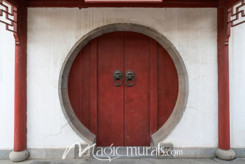 Red Chinese Temple Door Wallpaper Wall Mural