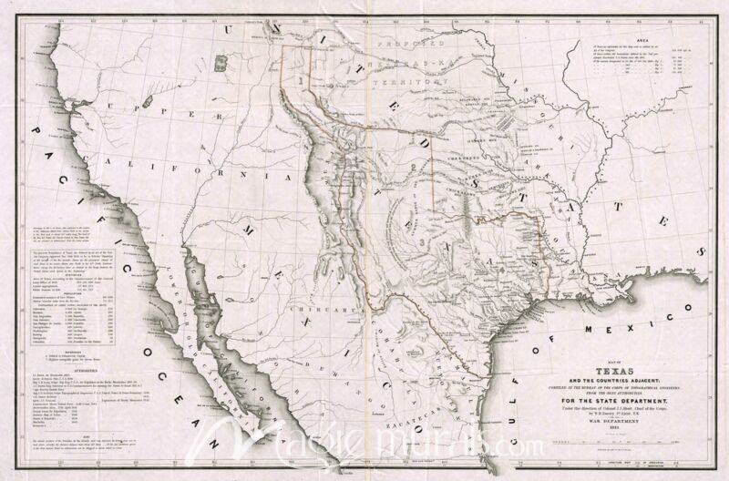 Vintage Texas Mexico Map 7938 Wallpaper Wall Mural