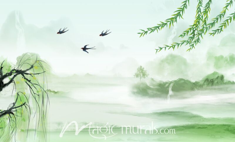 Modern Abstract Chinese Ink Wash Landscape 3435 Wallpaper Wall Mural