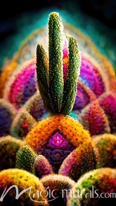 Colorful Cacti illustration 3042 Wallpaper Wall Mural