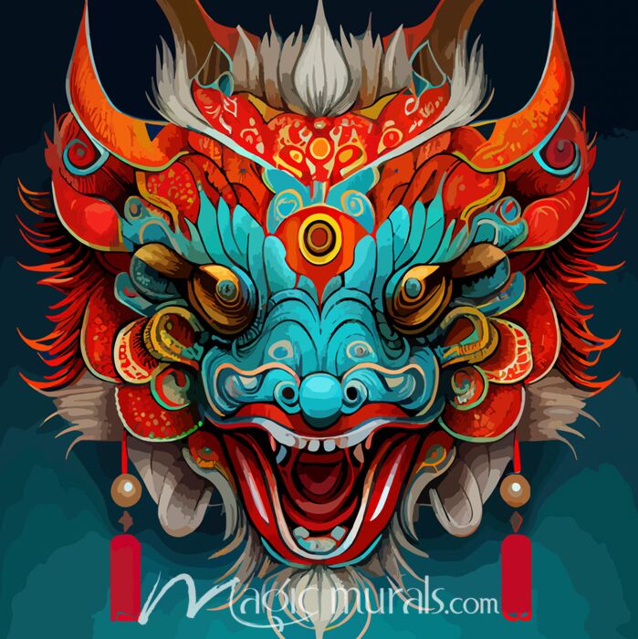 Chinese Dragon Mask 3695 Wallpaper Wall Mural