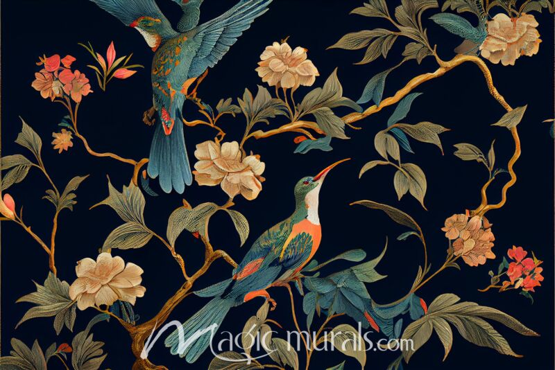 Colorful Flowers and Birds 7194 Wallpaper Wall Mural