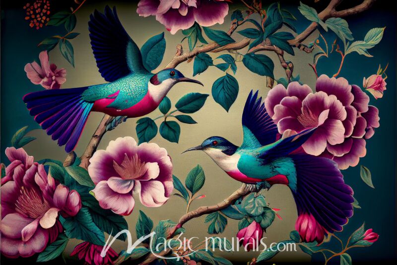 Colorful Flowers and Birds 7336 Wallpaper Wall Mural