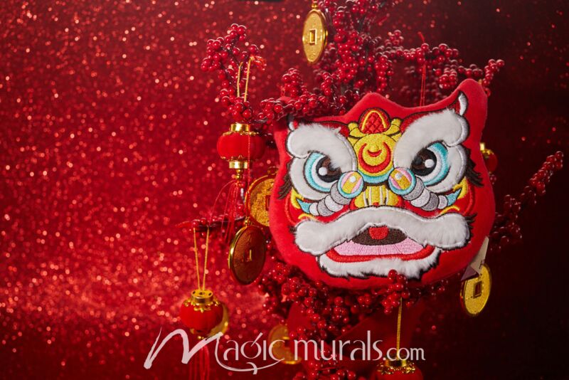 Chinese Lion Dance Wallpaper Wall Mural