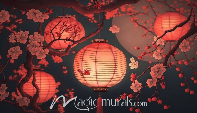 Chinese Lanterns 1876 Wallpaper Wall Mural