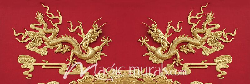 Golden Chinese Dragon Door Ornament Wallpaper Wall Mural