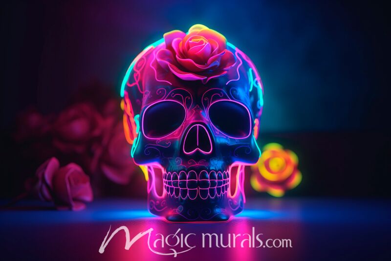 Sugar Skull Glows 6187 Wallpaper Wall Mural