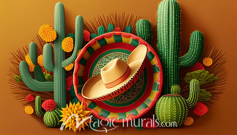 Sombrero Cactus 2716 Wallpaper Wall Mural