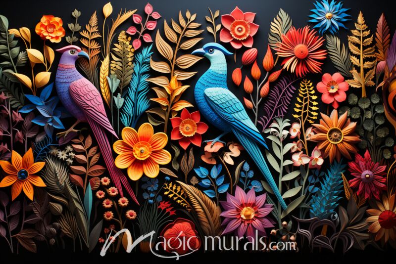 Embroidered Birds 5918 Wallpaper Wall Mural