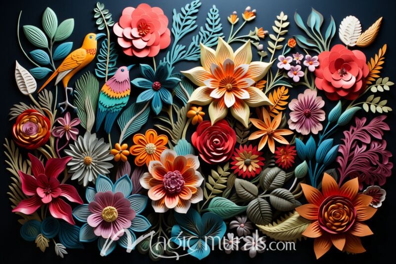 Embroidered Flowers 7681 Wallpaper Wall Mural