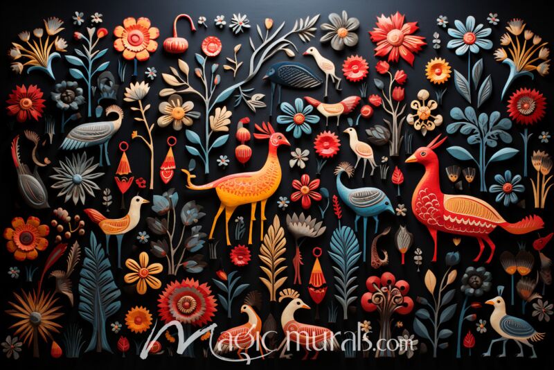 Embroidered Animals 4489 Wallpaper Wall Mural