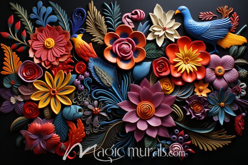 Embroidered Flowers 6903 Wallpaper Wall Mural