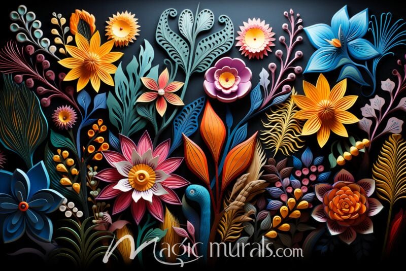 Embroidered Flowers 6156 Wallpaper Wall Mural