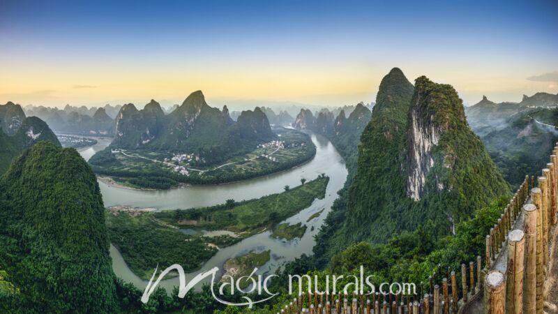 Xingping Landscape at Li River and Karst Mountains Wallpaper Wall Mural