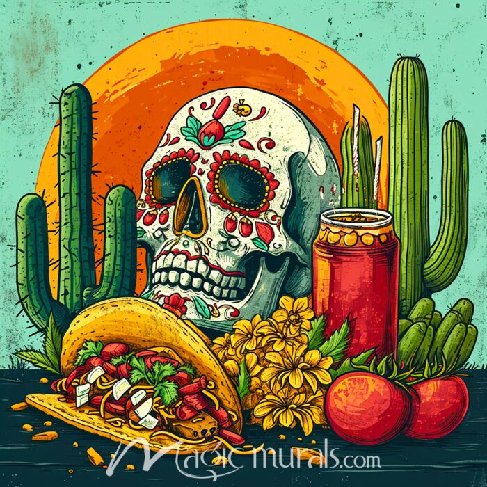 Sugar Skull Tacos 8282 Wallpaper Wall Mural