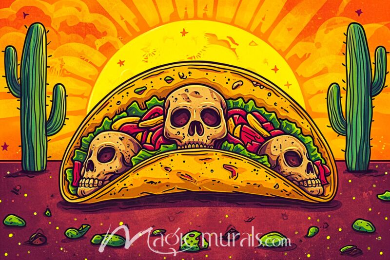 Sugar Skull Tacos 0149 Wallpaper Wall Mural