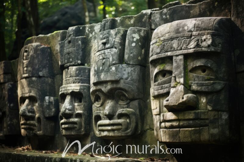 Olmec Heads at La Venta 1934 Wallpaper Wall Mural