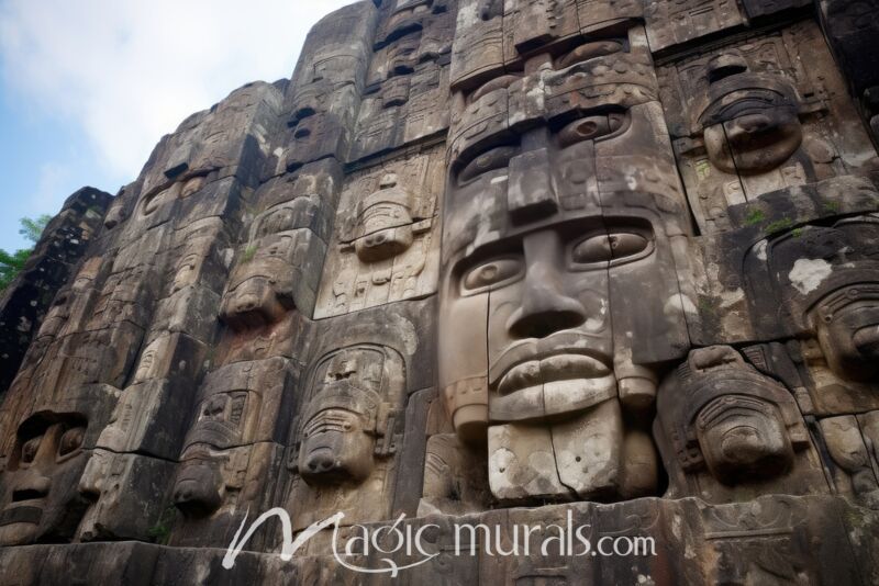 Olmec Wall of Faces 1947 Wallpaper Wall Mural