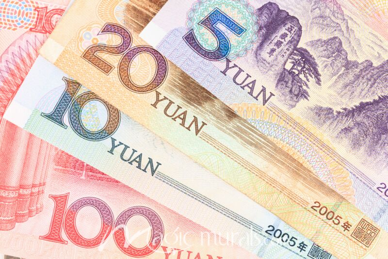 Chinese Yuan Bank Notes Currency Wallpaper Wall Mural