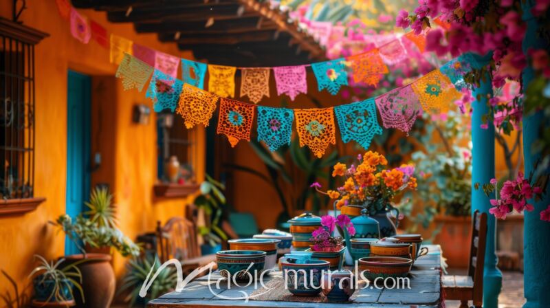 Mexican Courtyard Fiesta 3496 Wallpaper Wall Mural