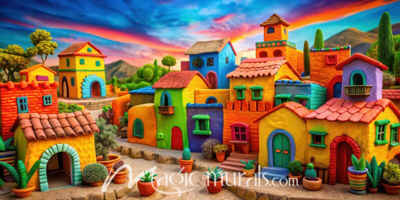 Colorful Mexican Village 8187 Wallpaper Wall Mural