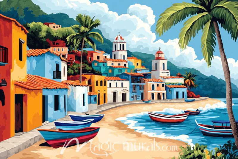 Mexican Fishing Village 0830 Wallpaper Wall Mural