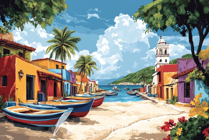 Mexican Fishing Village 0855 Wallpaper Wall Mural