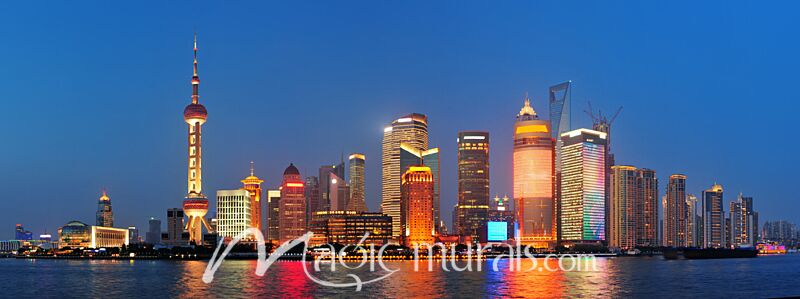 Shanghai at Night Wallpaper Wall Mural