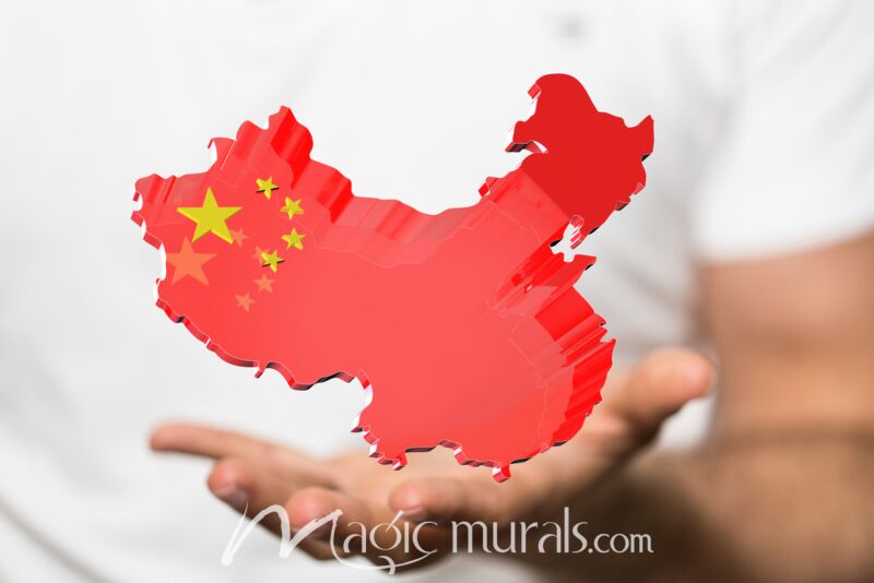 China Outline in Hand Wallpaper Wall Mural