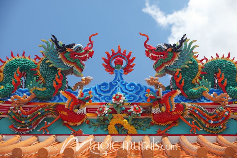 Chinese Dragon at Thailand Temple Wallpaper Wall Mural