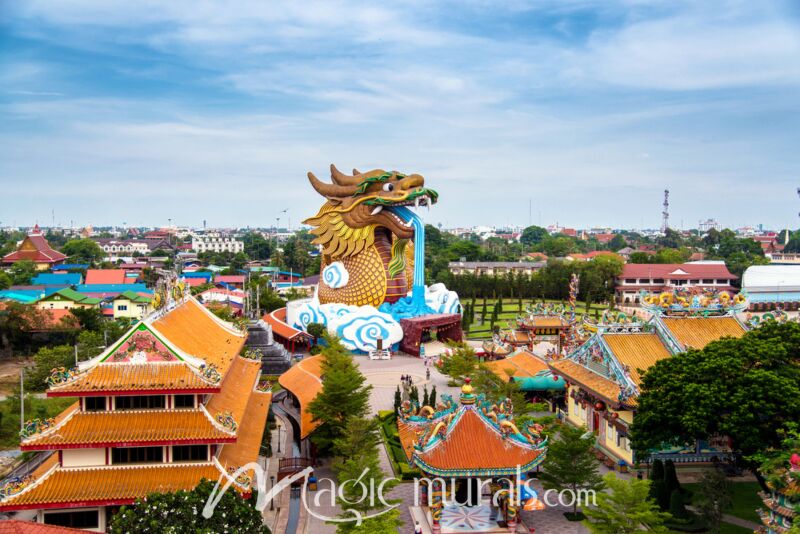 Thailand Dragon Statue Museum Wallpaper Wall Mural