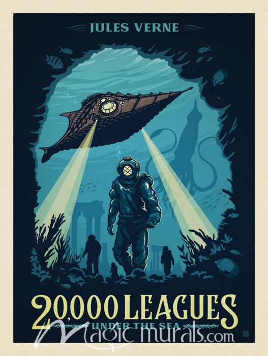 ADG 20000 Leagues Under The Sea Book Cover Wallpaper Wall Mural