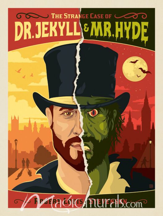 ADG Dr Jeckyll and Mr Hyde Book Cover Wallpaper Wall Mural