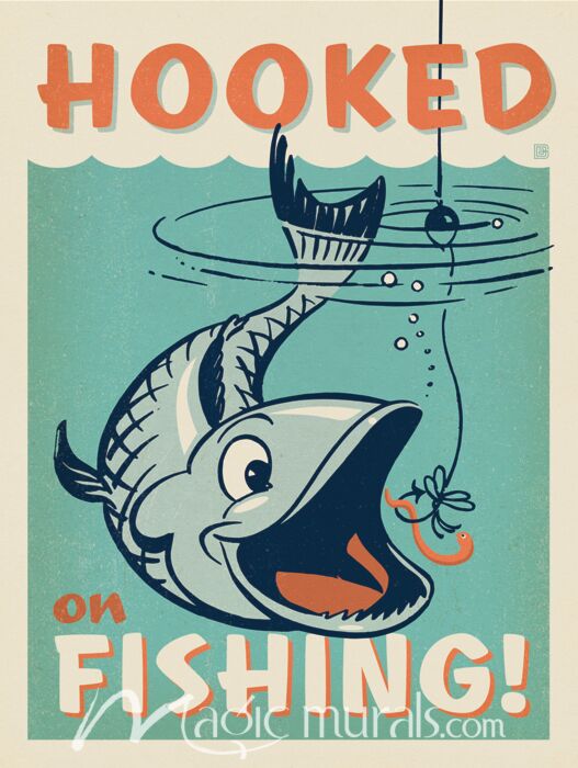 ADG Hooked On Fishing Wallpaper Wall Mural