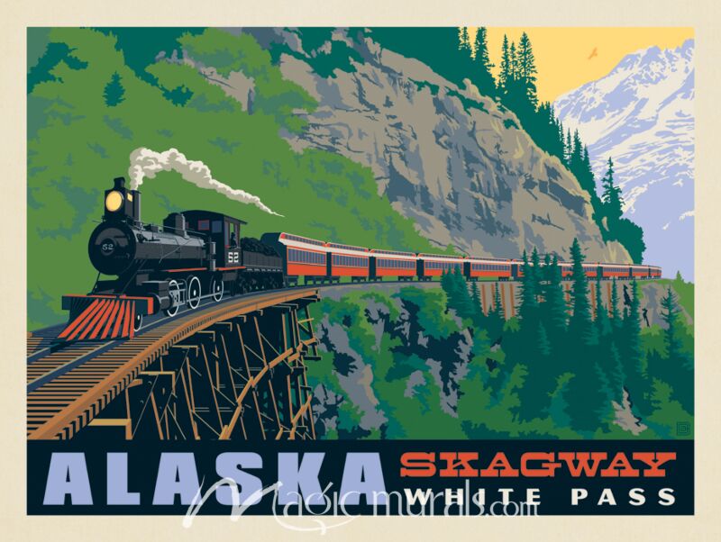 ADG Skagway Alaska Locomotive Wallpaper Wall Mural