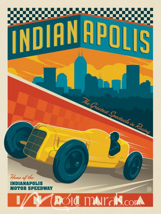 ADG Indianapolis Vintage Race Car Wallpaper Wall Mural