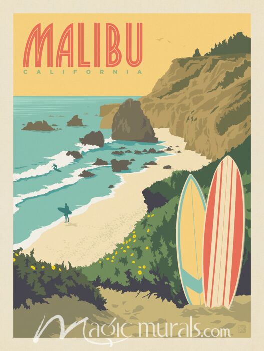 ADG Malibu Surfing Wallpaper Wall Mural