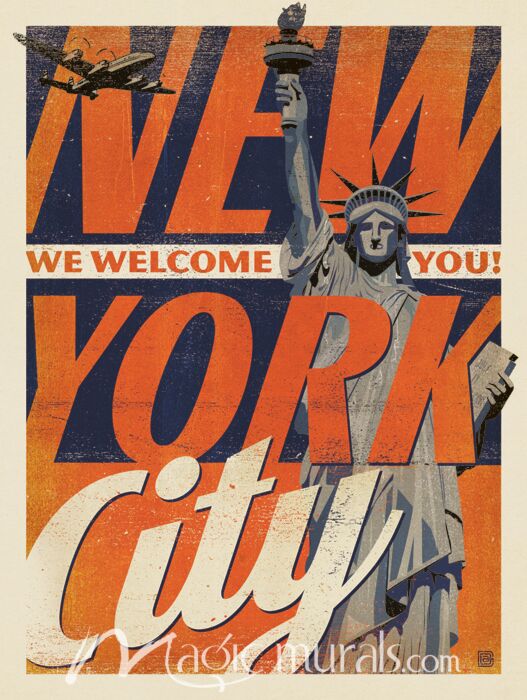 ADG NYC Vintage Welcome Wallpaper Wall Mural