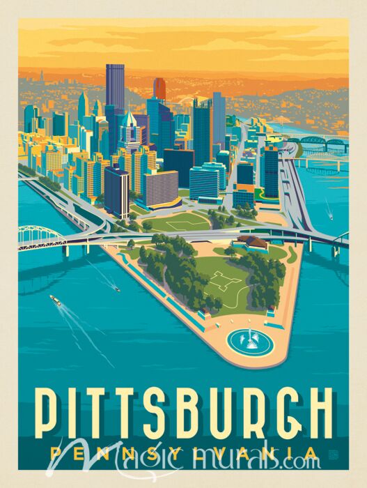 ADG Pittsburgh Skyline Wallpaper Wall Mural