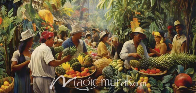 Tropical Market Hustle 3943 Wallpaper Wall Mural