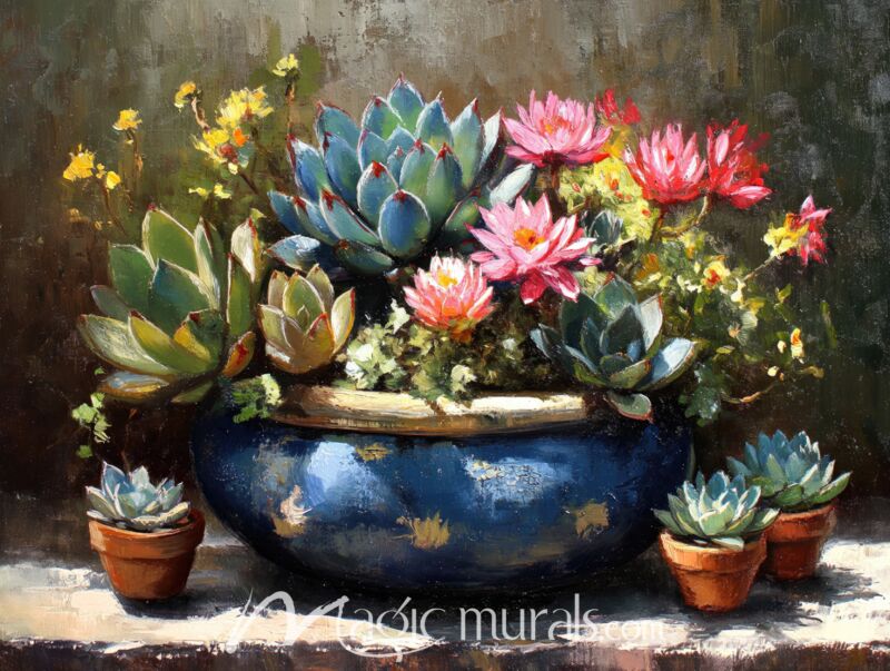 Succulent Pot 0619 Wallpaper Wall Mural