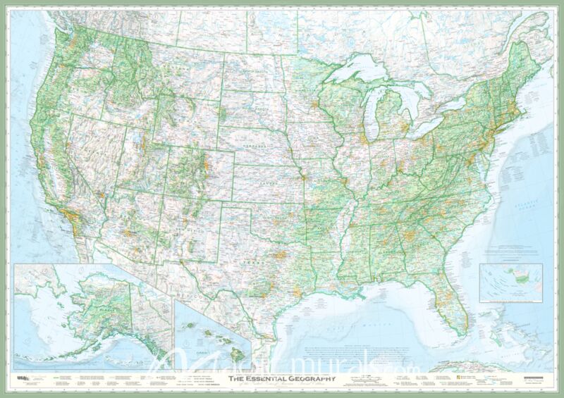 The Essential Geography of the United States of America Wallpaper Wall Mural