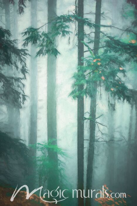 Deep in the Woods - Schwartz Wallpaper Wall Mural