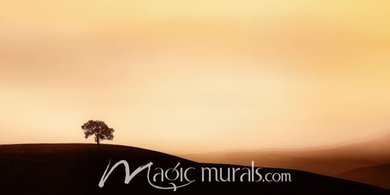 Lone Tree on a Hillside Wallpaper Wall Mural