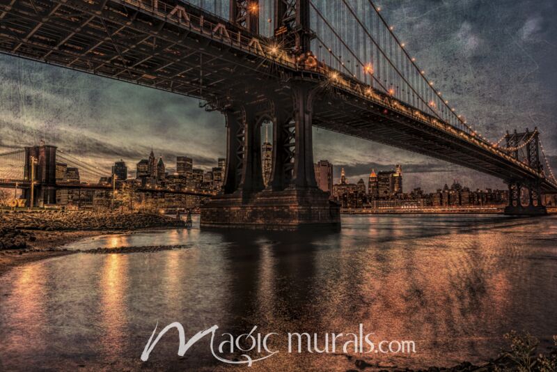 Kearney Twilight NYC Bridges Wallpaper Wall Mural